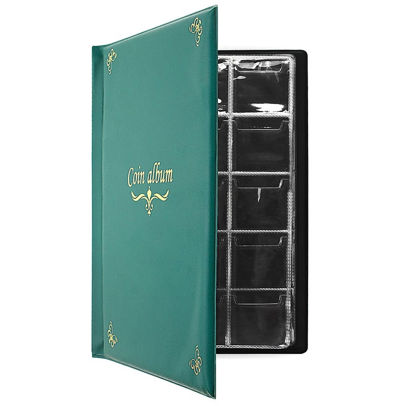 CenterZ 150 Pockets Coin Album, Penny Collecting Book, Souvenir Coins Collection Holder, Ideal for Pressed Pennies Passport, Hobby Coin Collector, Money Specie Display Storage Case (English, Green) - Image 1